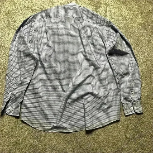 Tommy Hilfiger Button Down Shirt White and Blue Check Pattern - Picture 7 of 9
